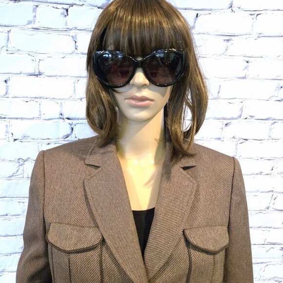 TAHARI - Arthur S Levine designer blazer, brown tweed pattern - Picture 6 of 8
